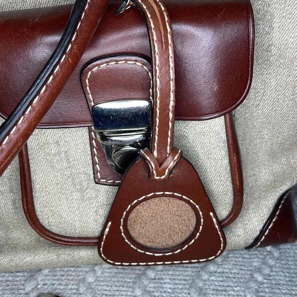 Dooney & Bourke Double Pocket Tote Purse in brown colored monogram. - Picture 3 of 14